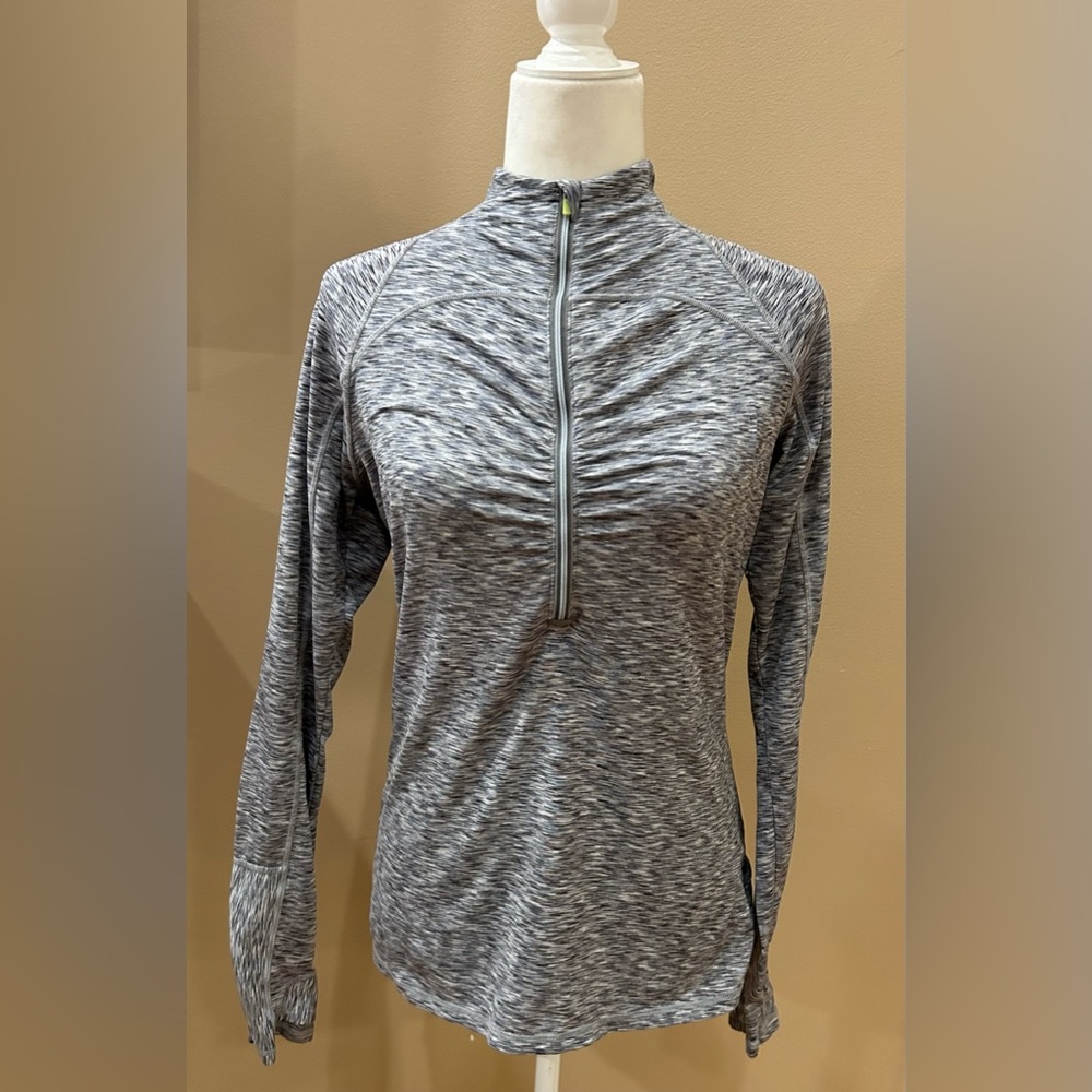 Athleta Space Die Long Sleeve Gathered Half Zip Top, Size M